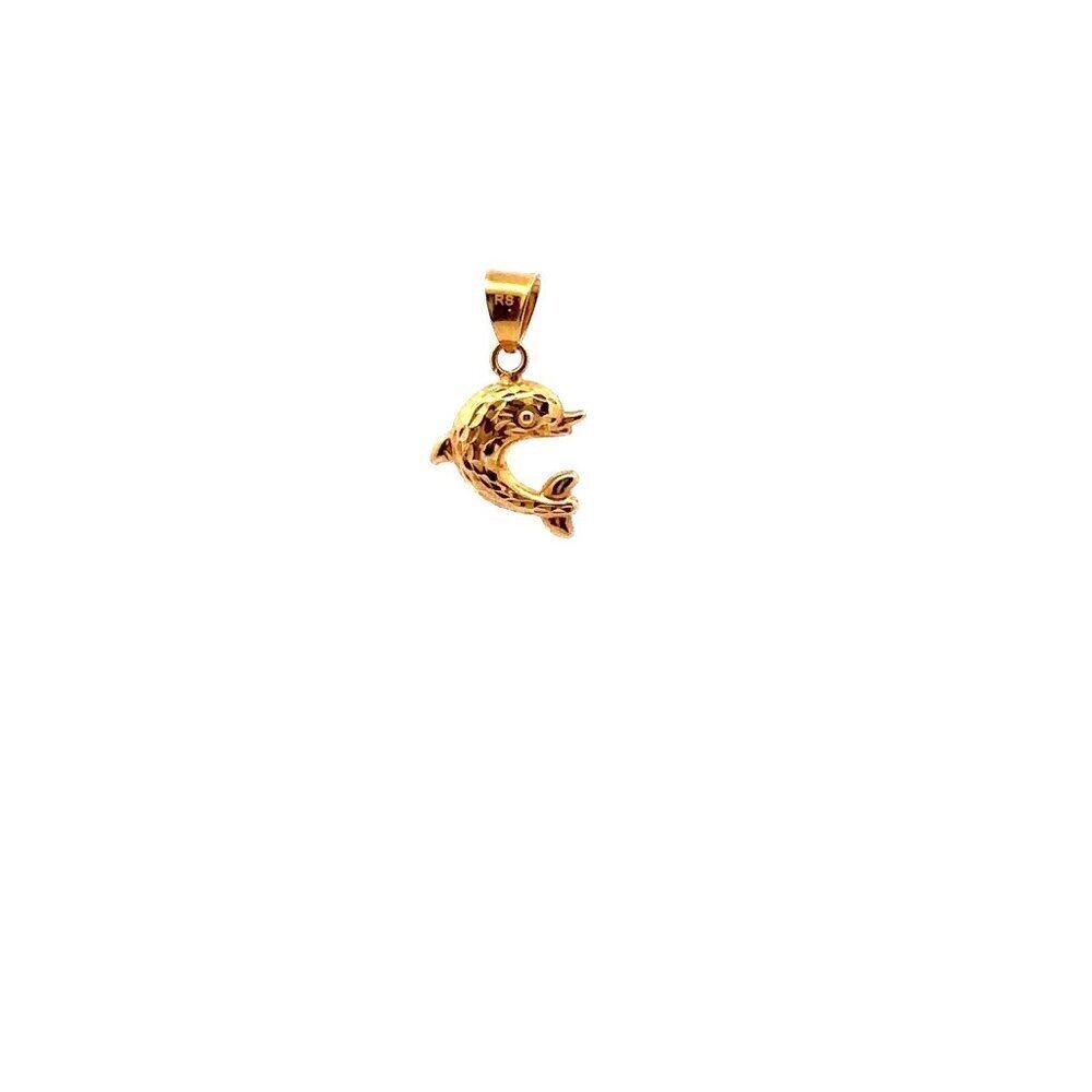 18K Gold Pendant Charm Dolphin 0.53 grams - Picture 1 of 9